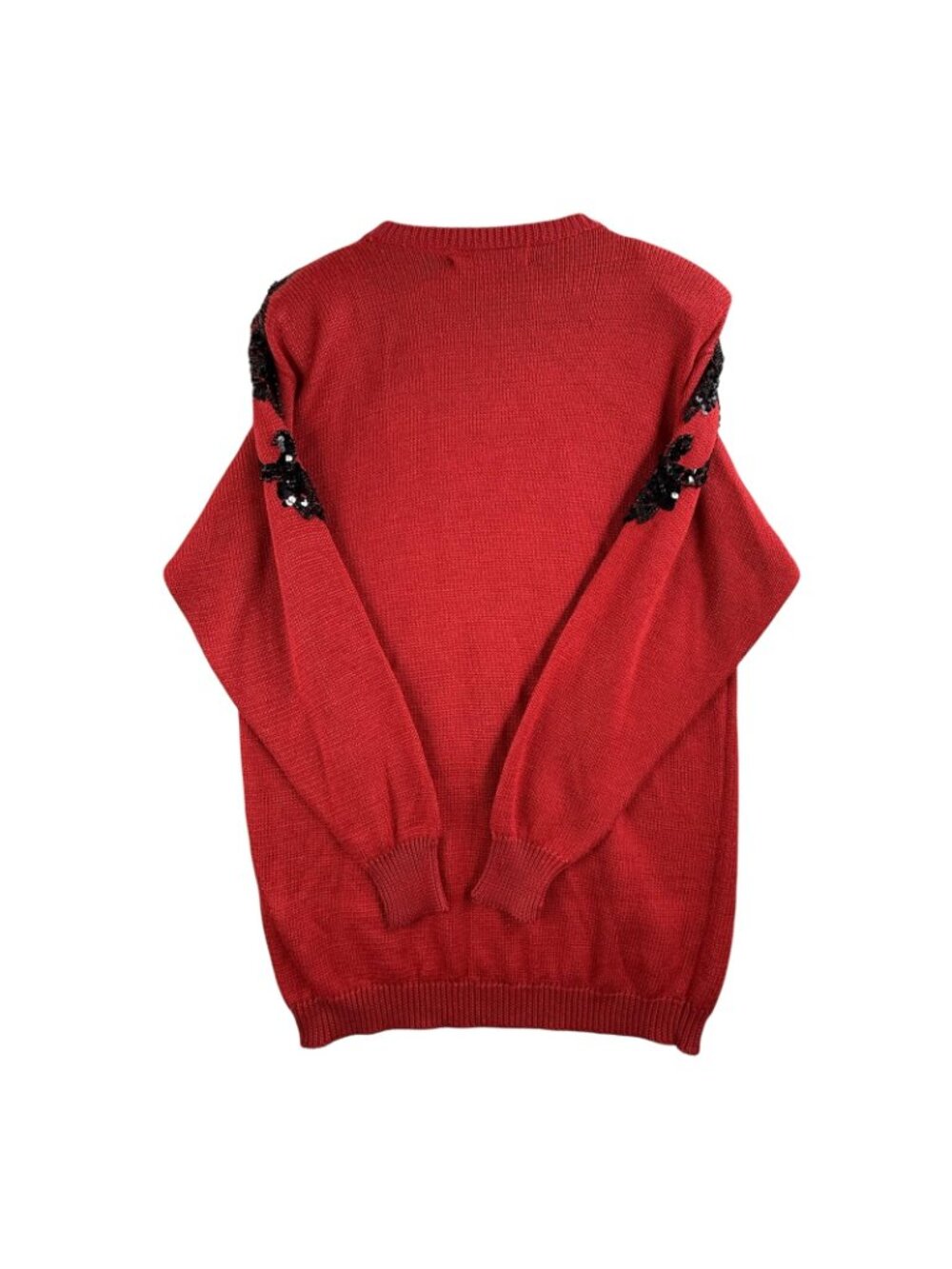 Vintage Dana Scott Sweater Womens Small Red Beaded Sequin Floral Tunic 90s Boho - Picture 7 of 15